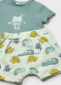 Conjunto pantalón corto estampado y camiseta recién nacido