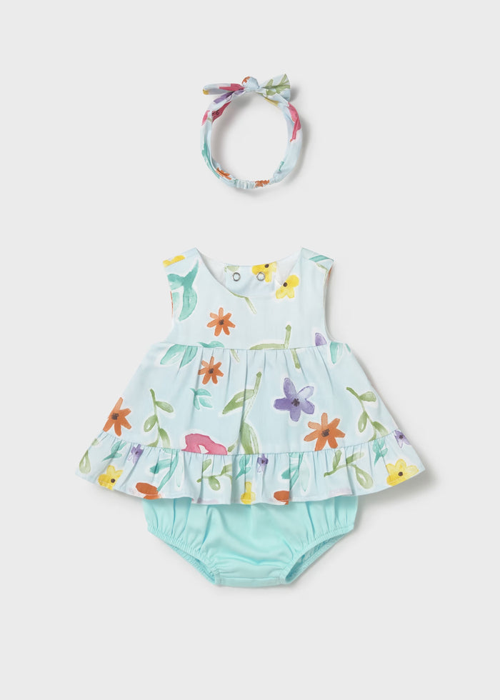 Conjunto 3 piezas con diadema recién nacida