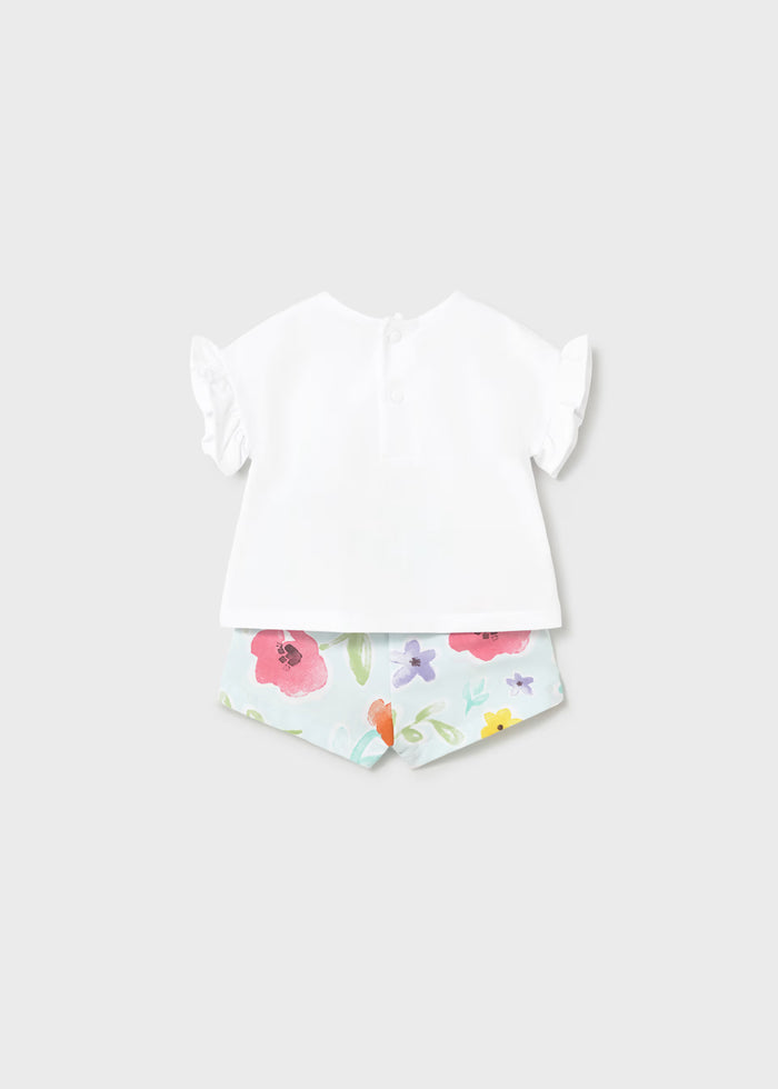 Conjunto pantalón corto estampado y camiseta recién nacida