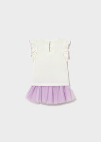 Conjunto de falda de tul y camiseta con volantes bebé
