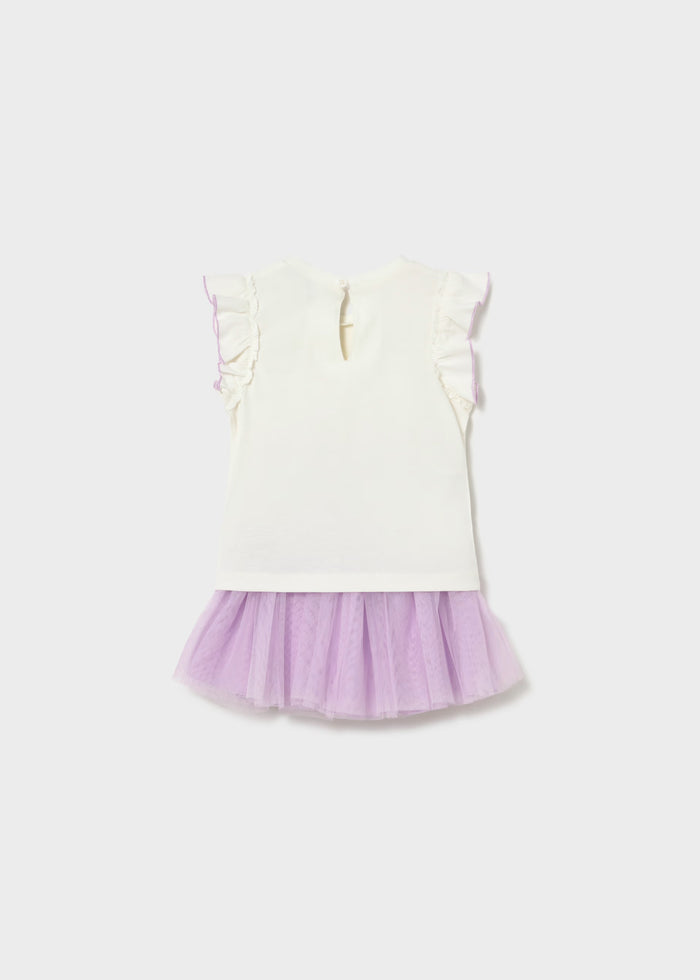 Conjunto de falda de tul y camiseta con volantes bebé