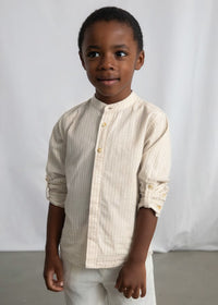 Conjunto de bermuda y camisa con lino de manga larga niño