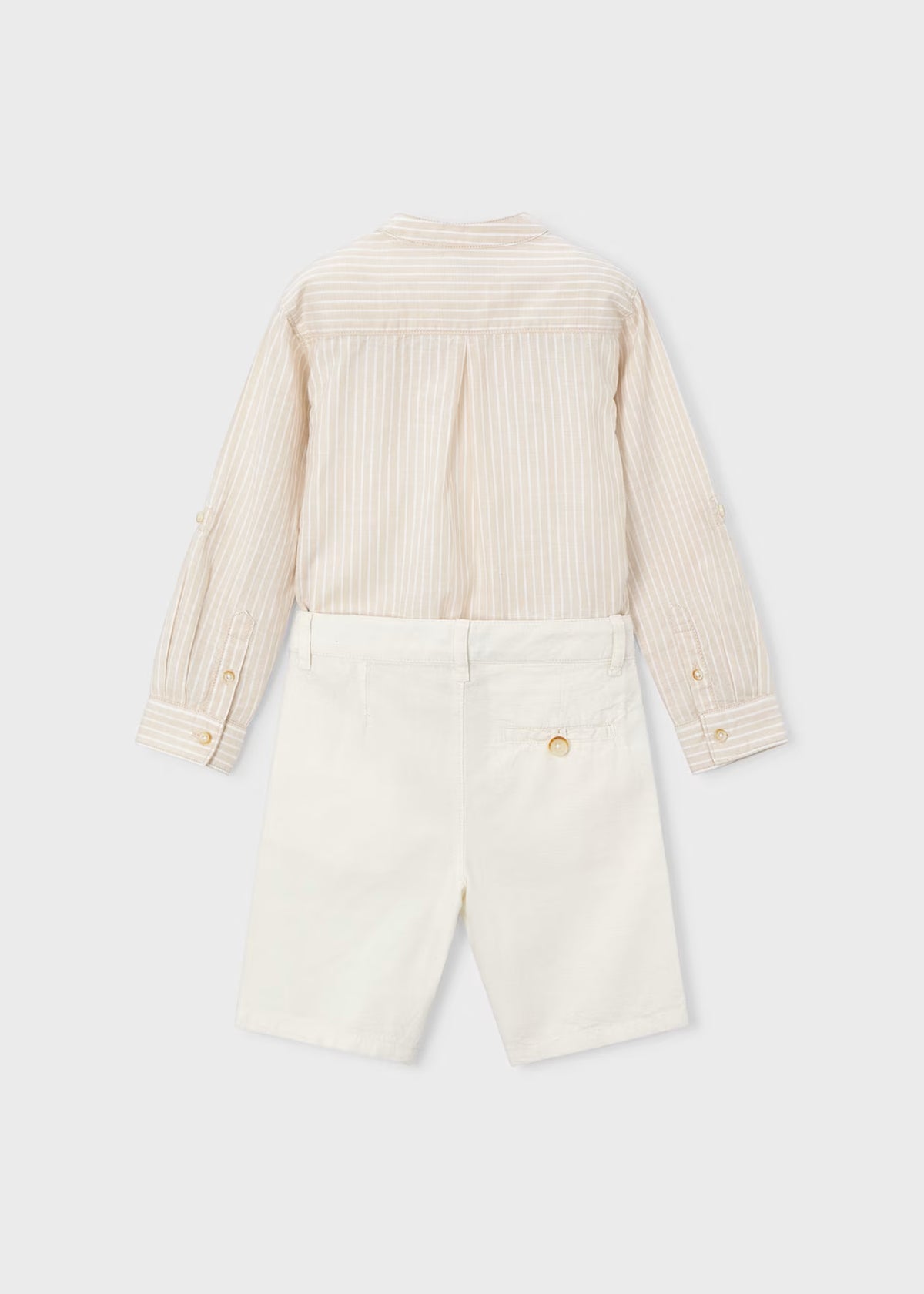 Conjunto de bermuda y camisa con lino de manga larga niño