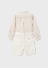 Conjunto de bermuda y camisa con lino de manga larga niño