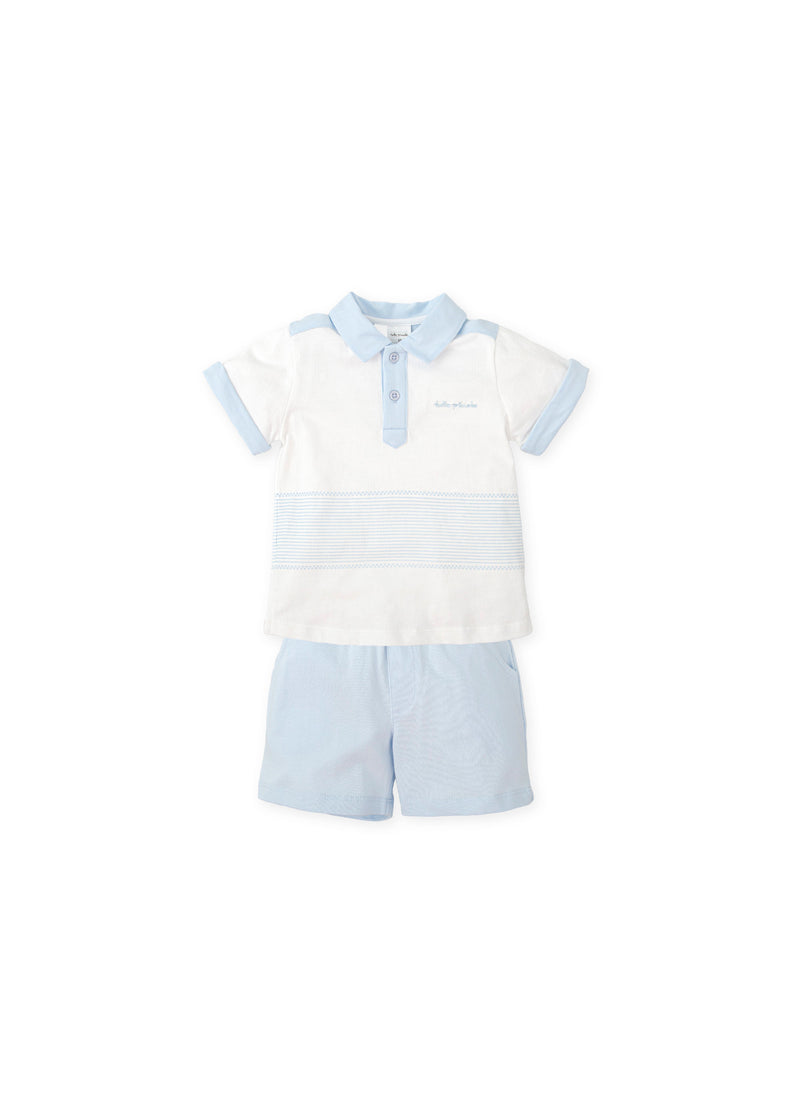 Conjunto polo y bermudas punto azul