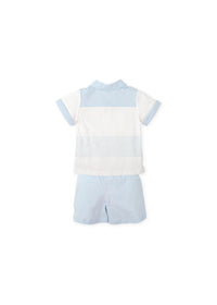 Conjunto polo y bermudas punto azul