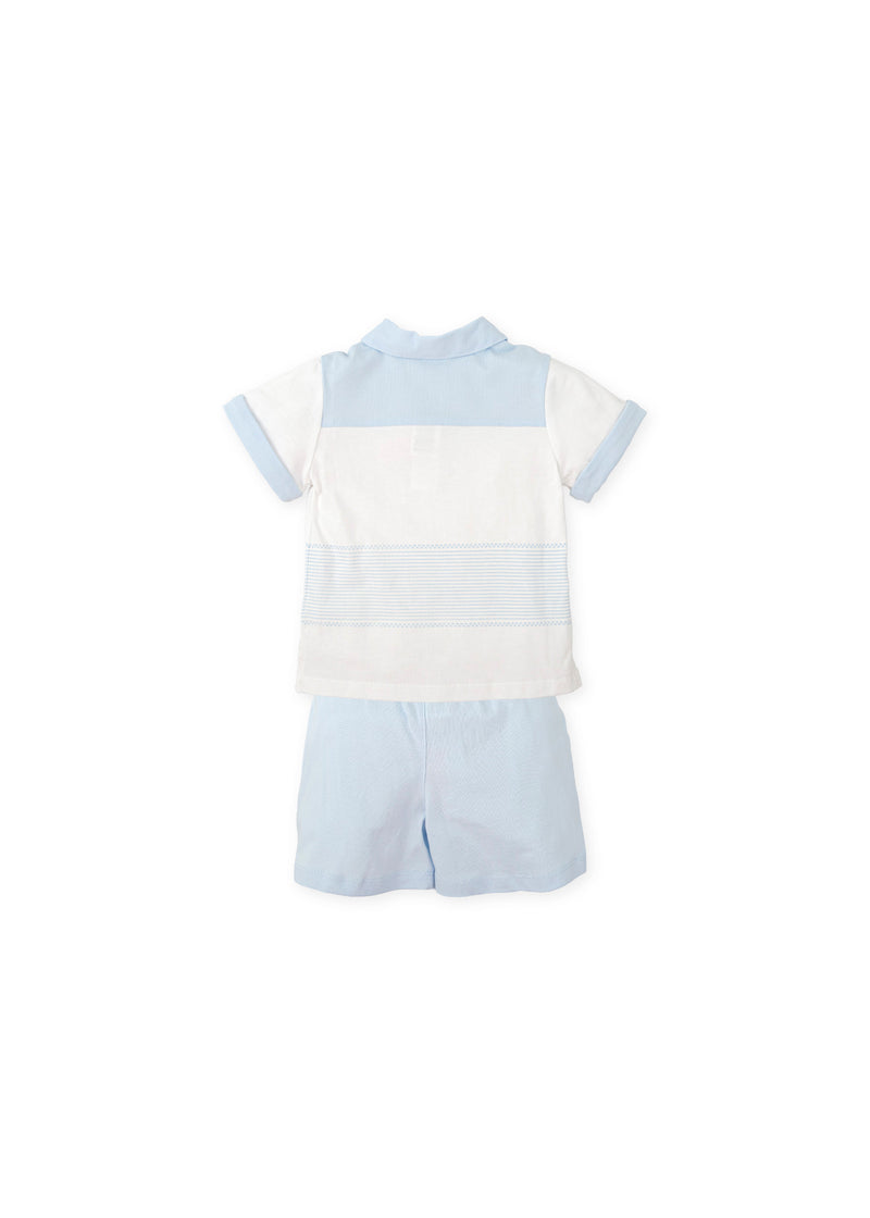 Conjunto polo y bermudas punto azul