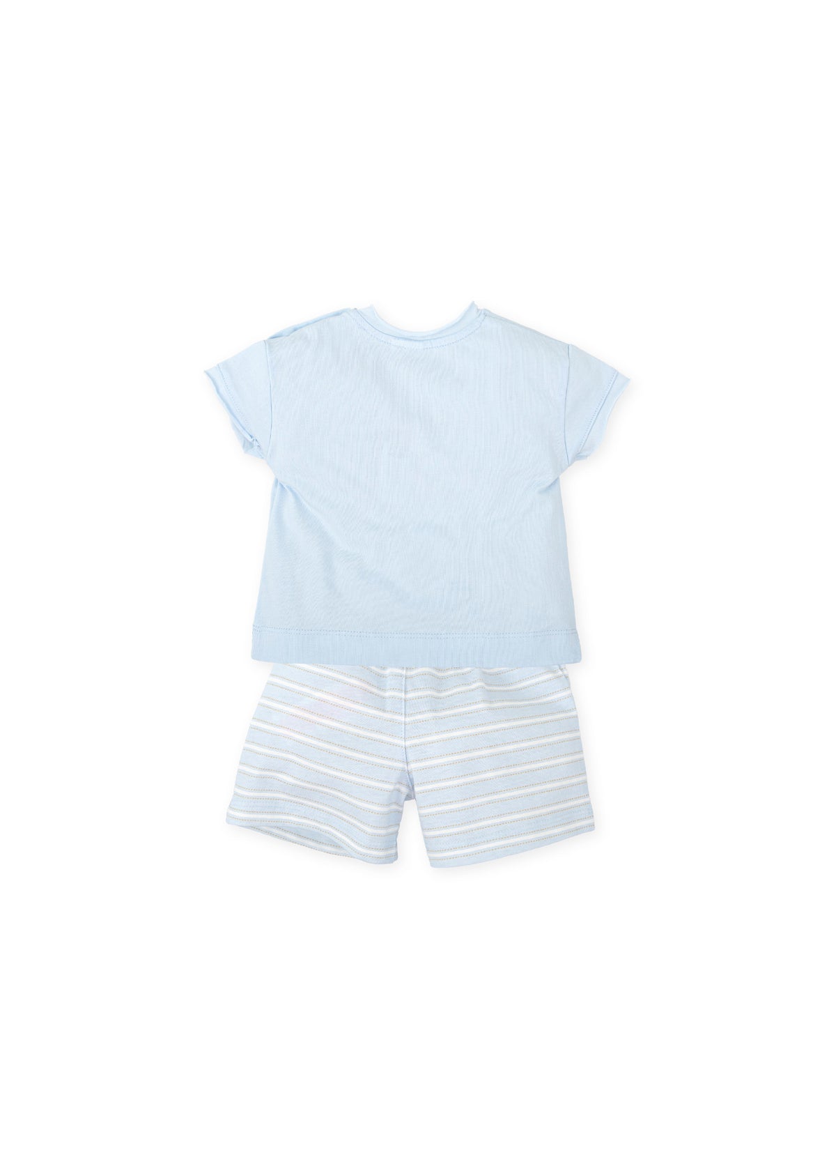 Conjunto camiseta y bermudas punto mascota azul cielo bebé