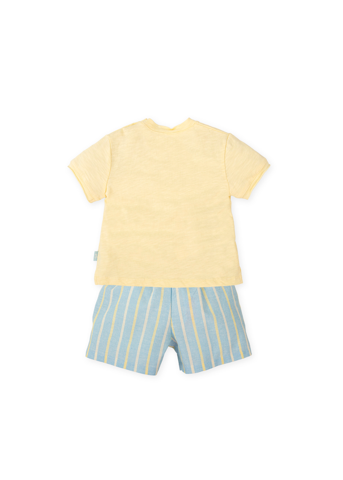 Conjunto camiseta tractor y bermuda rayas azul
