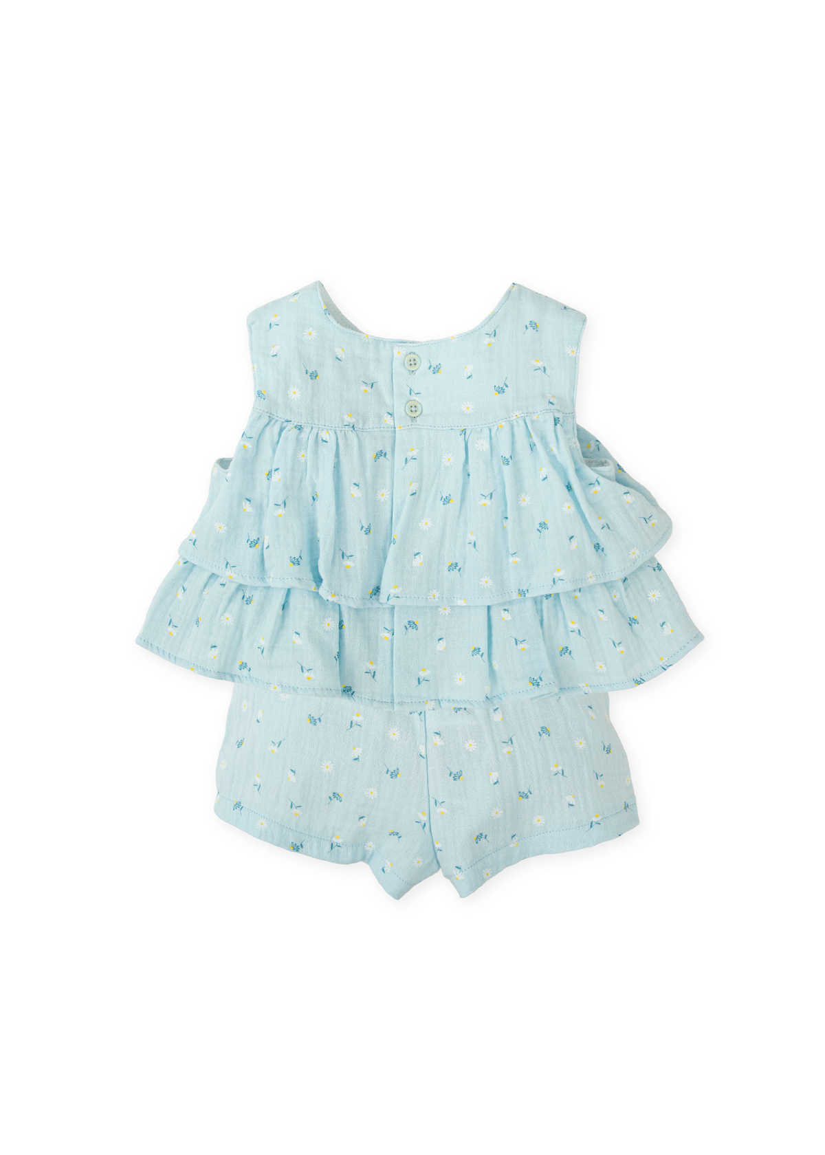 Conjunto blusa y short flores aguamarina