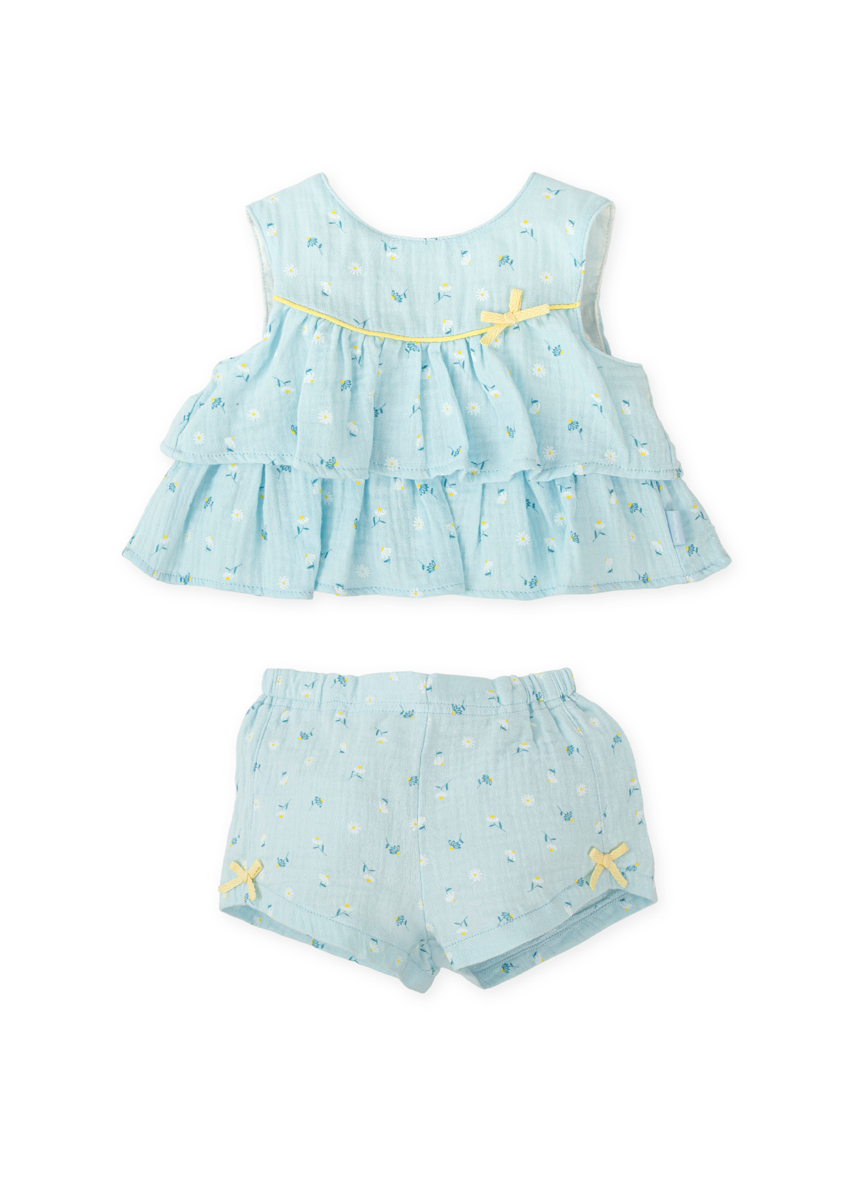 Conjunto blusa y short flores aguamarina