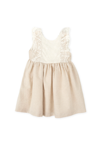 Vestido tul bordado flores arena