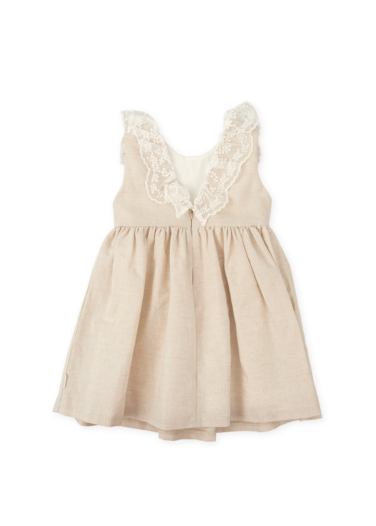 Vestido tul bordado flores arena
