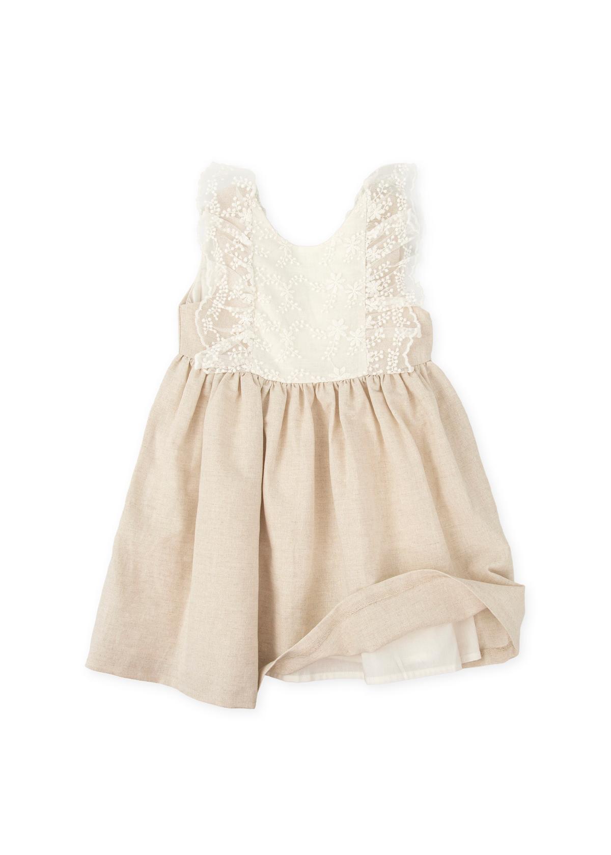 Vestido tul bordado flores arena