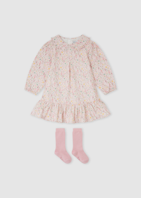 Vestido pétalo flores con calcetines
