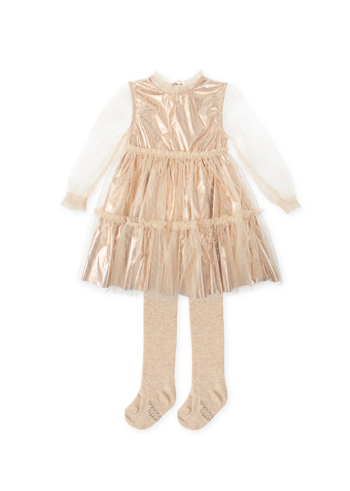 Vestido tul dorado con leotardos