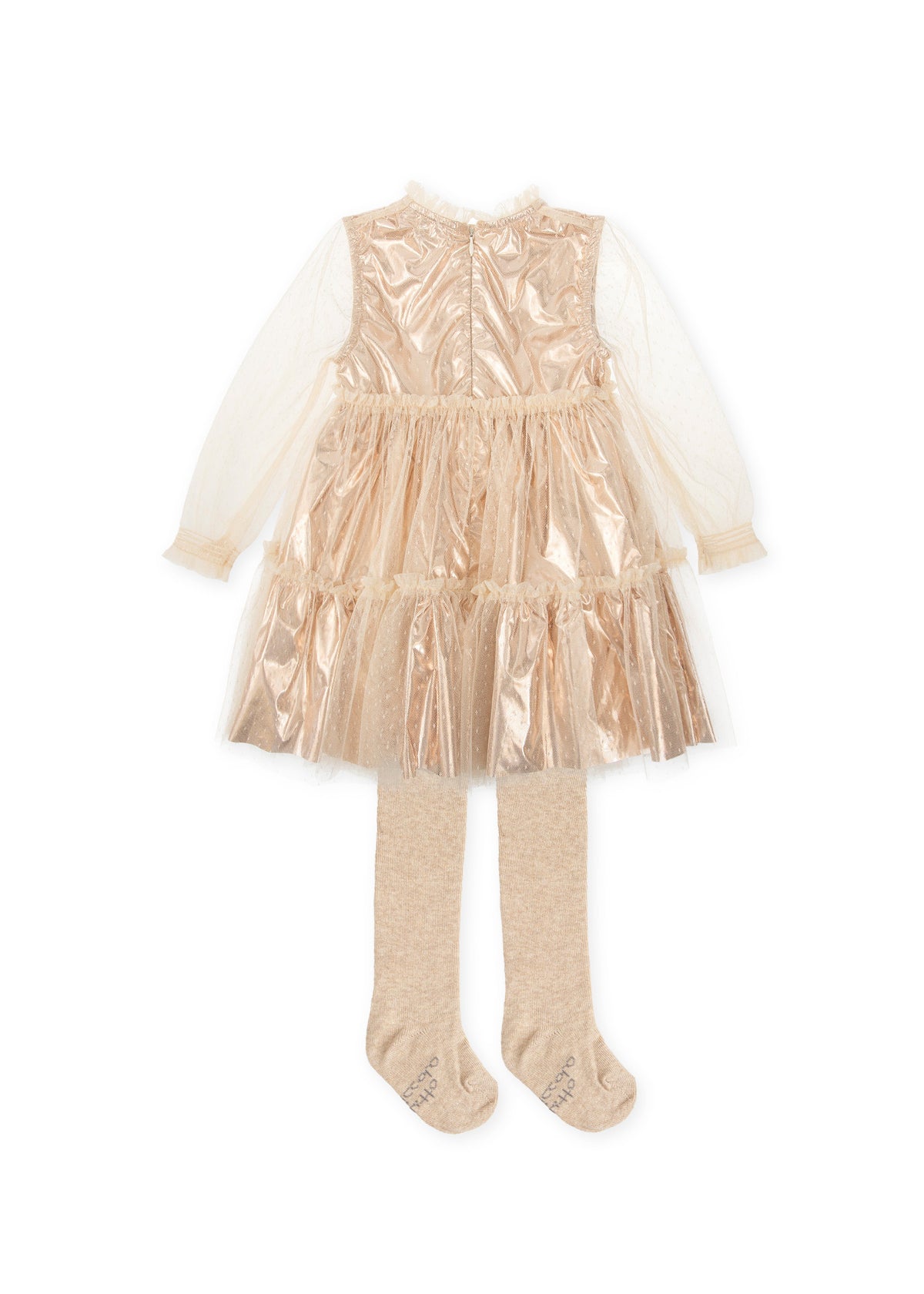Vestido tul dorado con leotardos