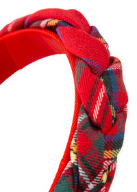 Diadema tranzada roja cuadros