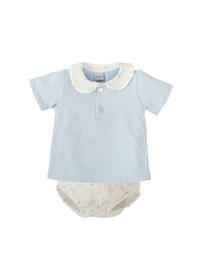 Conjunto ranita m/c cuello bebé