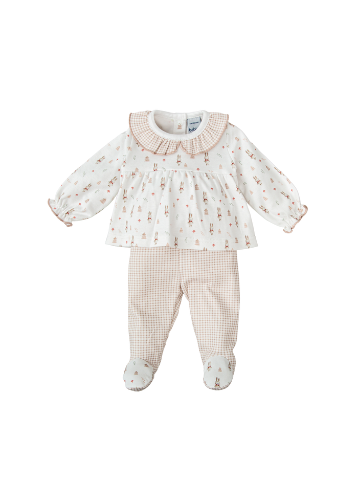 Conjunto polaina c/volante niña huella
