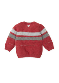 Jersey tricot rayas carmín niño