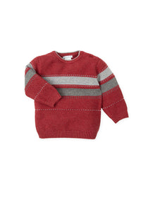 Jersey tricot rayas carmín niño