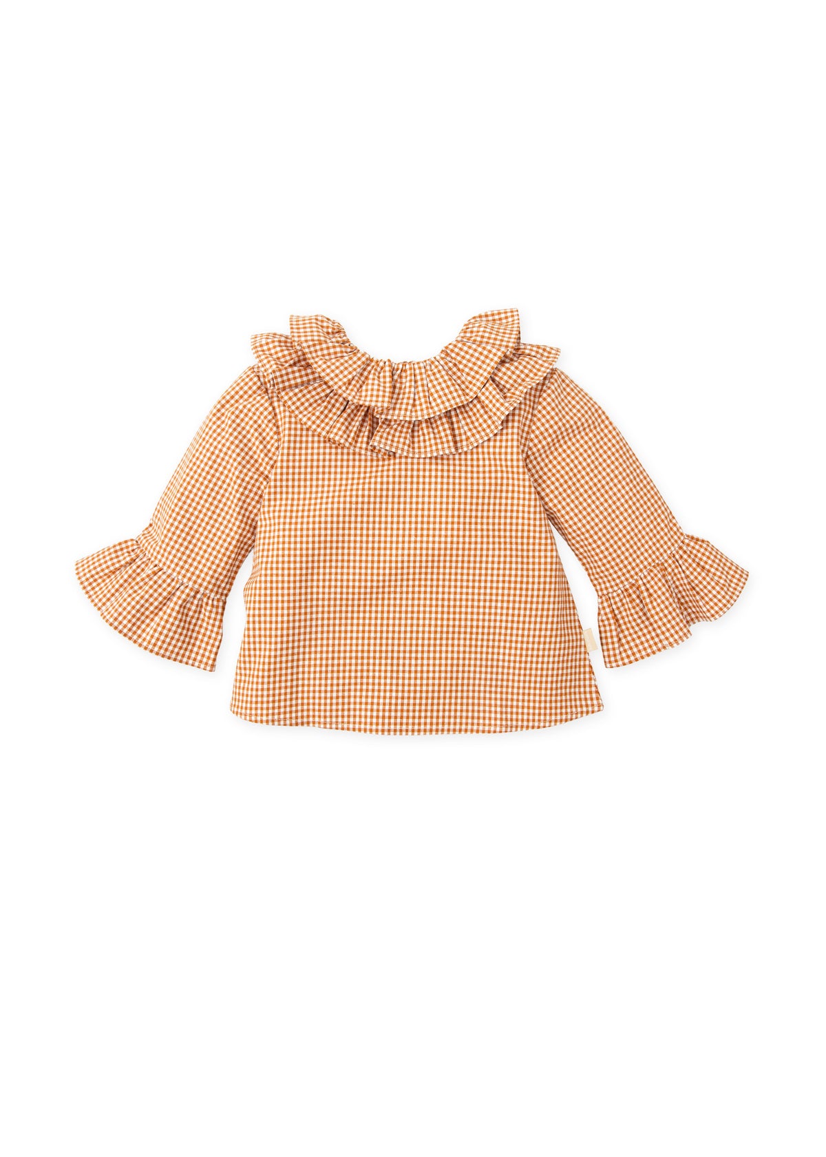 Blusa cuadros naranja oscuro niña