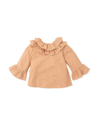 Blusa cuadros naranja oscuro niña