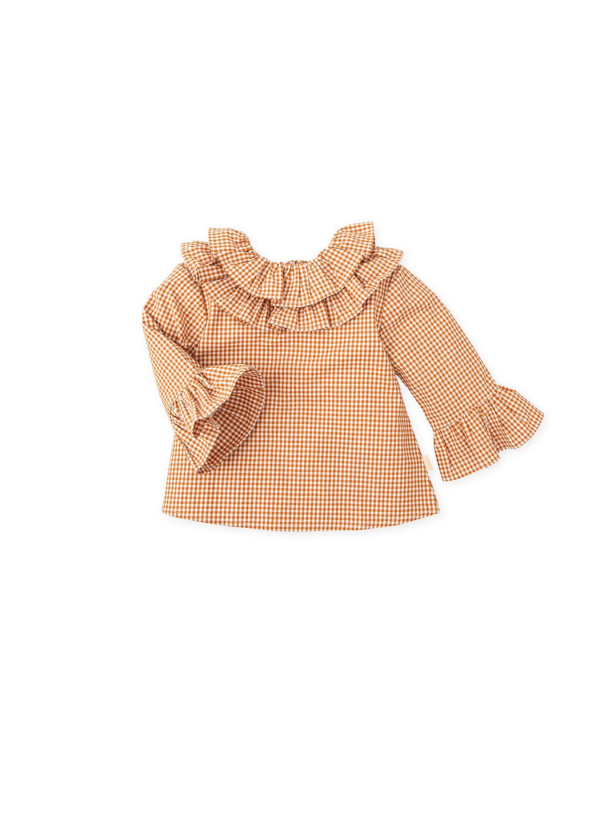 Blusa cuadros naranja oscuro niña