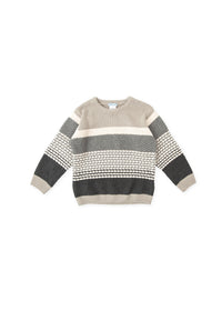 Jersey tricot rayas gris niño