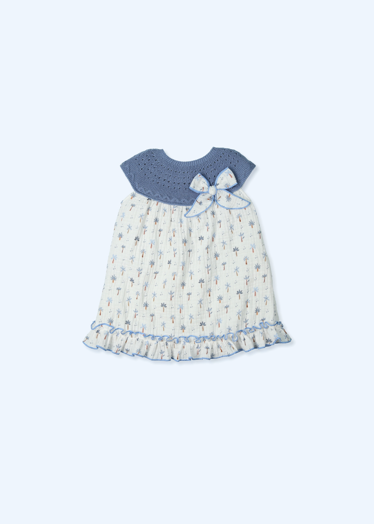 Vestido punto y tejido algodón estampado palmeras exotic