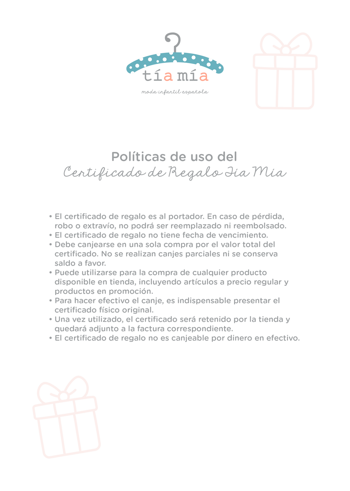 Certificado de regalo