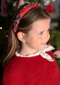 Diadema tranzada roja cuadros