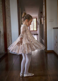 Vestido tul dorado con leotardos