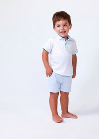 Conjunto polo y bermudas punto azul