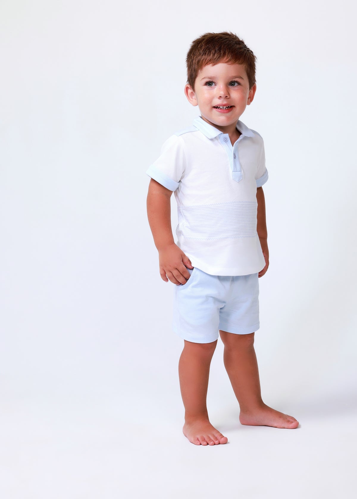 Conjunto polo y bermudas punto azul