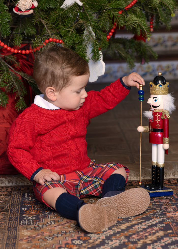 Conjunto trenzas rojo bebé