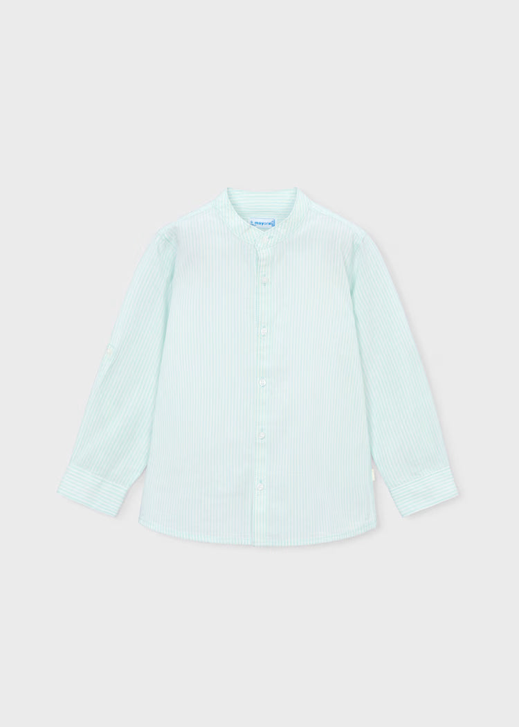 Camisa manga larga rayas cuello mao niño