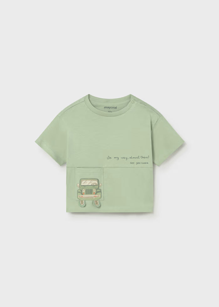 Camiseta bolsillo coche bebé