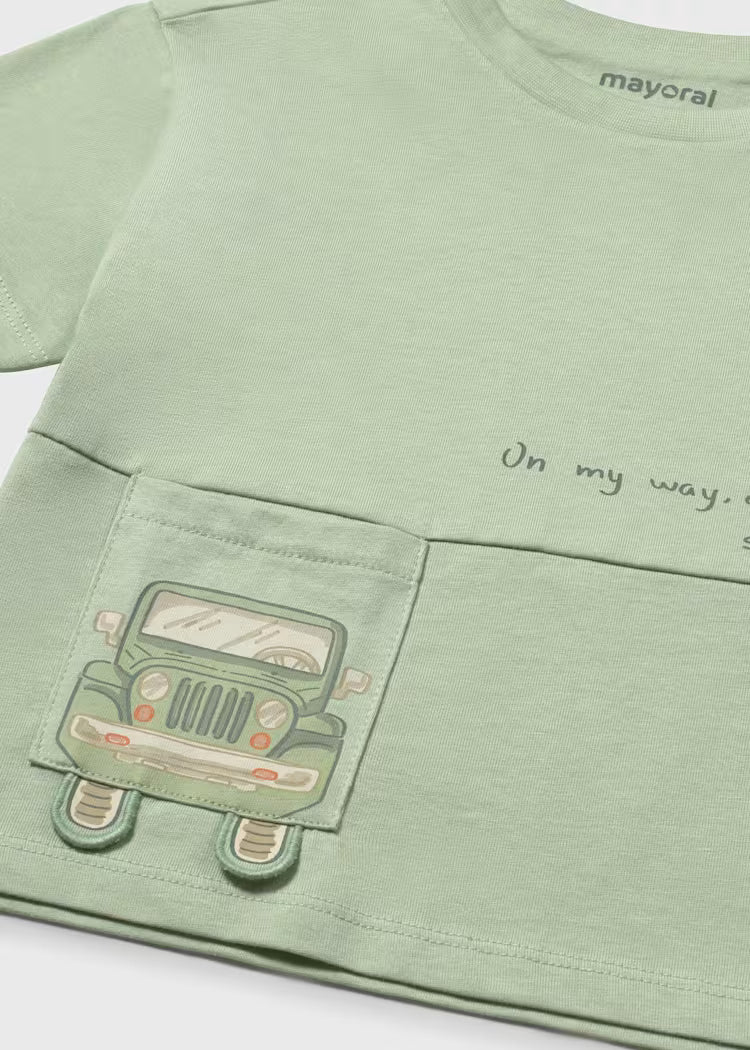 Camiseta bolsillo coche bebé