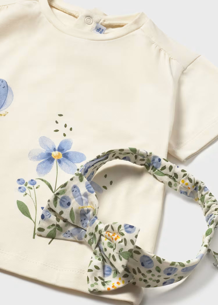 Camiseta con diadema estampada bebé