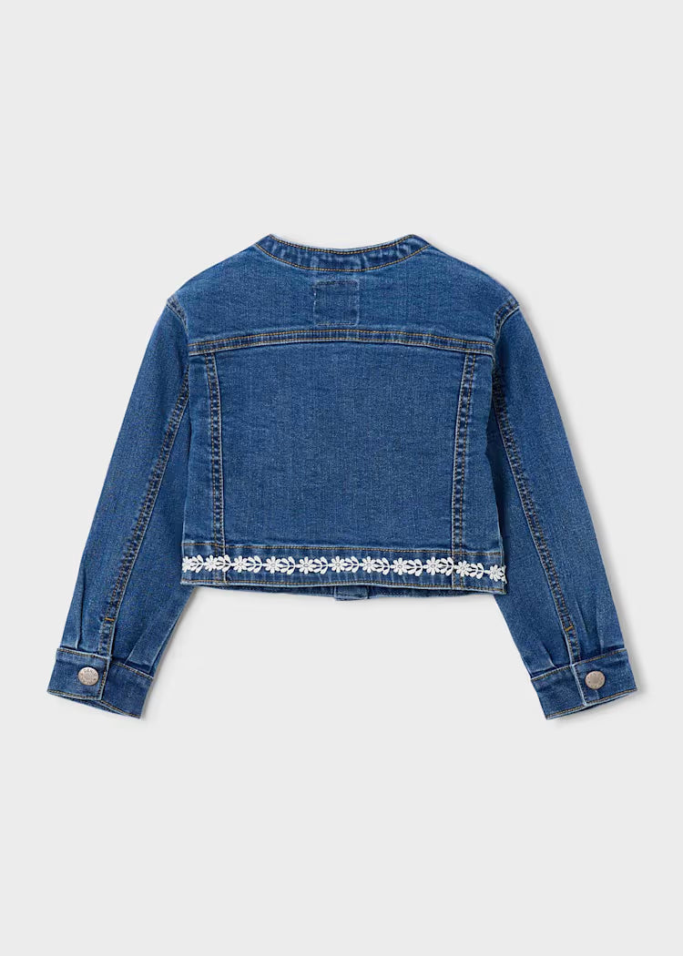 Chaqueta vaquera detalles guipur niña
