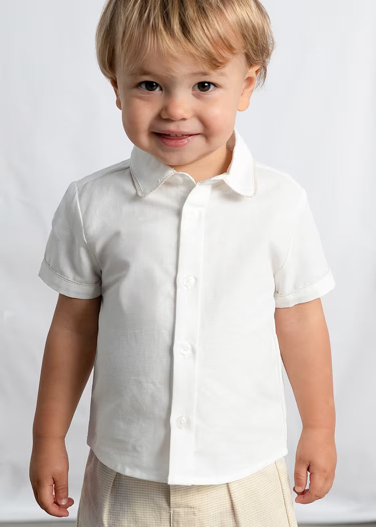 Conjunto bermuda y camisa con lino bebé