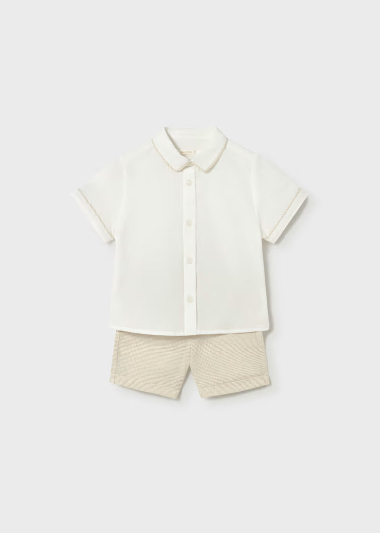Conjunto bermuda y camisa con lino bebé