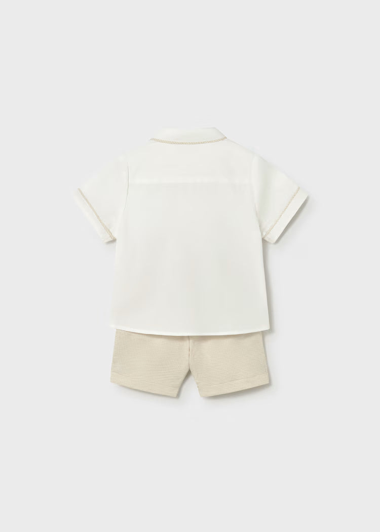 Conjunto bermuda y camisa con lino bebé