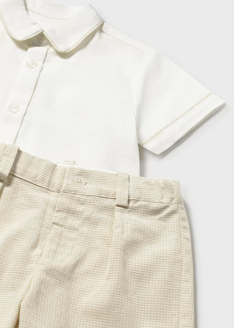 Conjunto bermuda y camisa con lino bebé