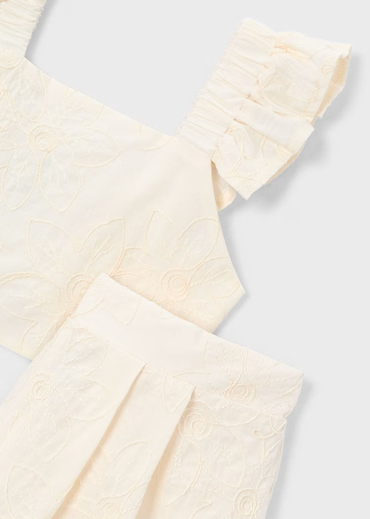 Conjunto bermuda y top volantes ceremonia niña