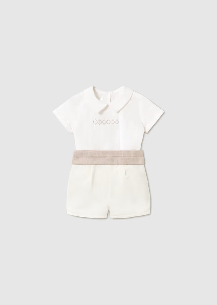 Conjunto ceremonia pantalón corto y camisa recién nacido