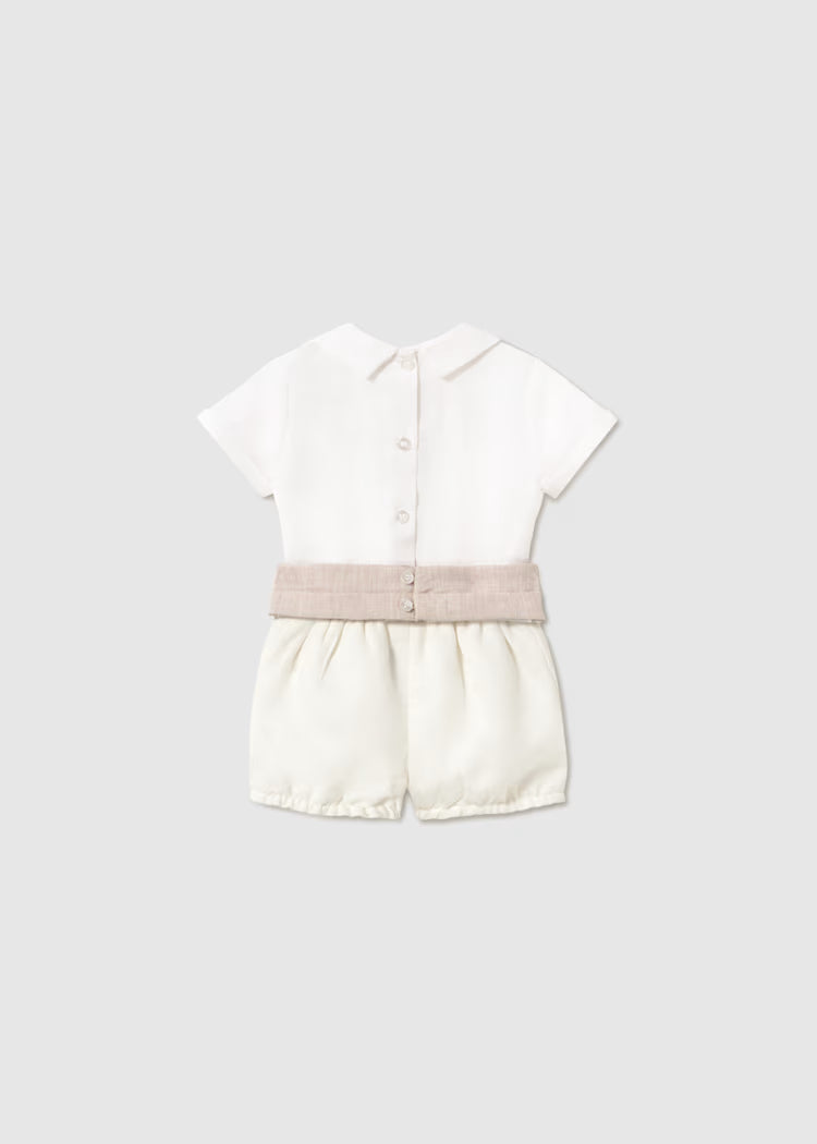 Conjunto ceremonia pantalón corto y camisa recién nacido