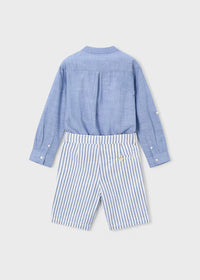 Conjunto de bermuda y camisa con lino de manga larga niño
